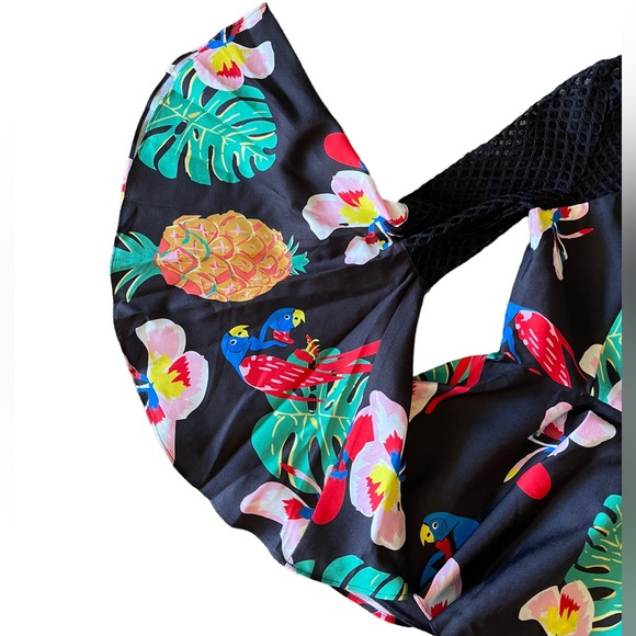 Floral Colorful Mesh Peplum Top - Picture 11 of 11